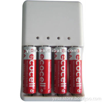 1.5v 4 cells Rechargeable alkaline battery charger